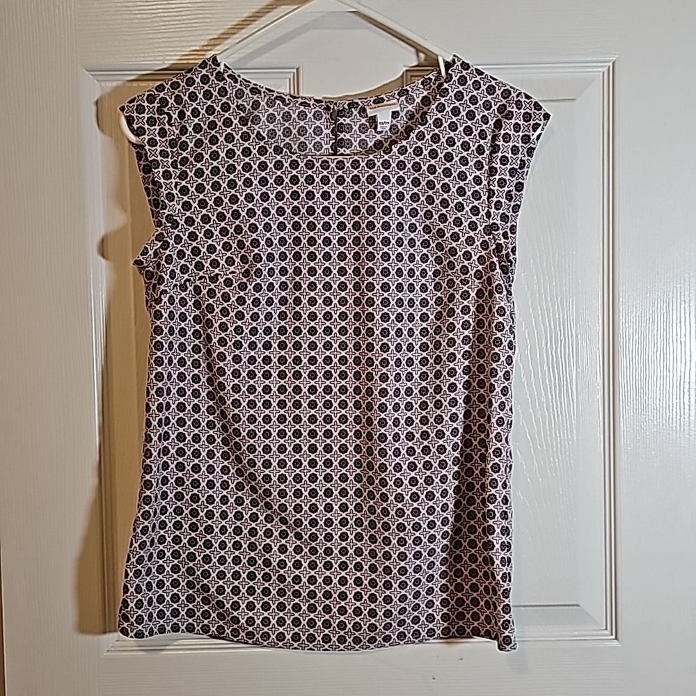 Merona Womens Pink and Navy medallion Print Sleeveless Top Blouse Size XS